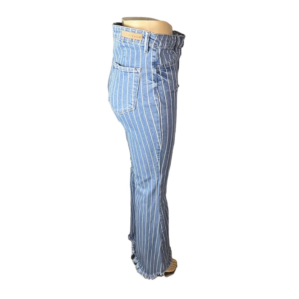 Cello High-Waist Bell / Flare Jeans — Pin-Striped Denim size 13 - Picture 10 of 11
